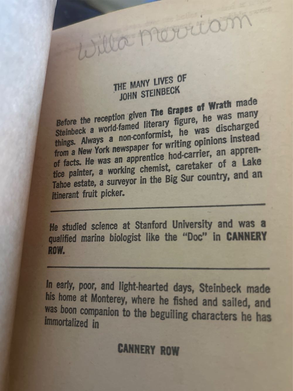 Cannery Row - John Steinbeck (Bantam Books, Inc. - Paperback) book collectible [Barcode 9780553234169] - Main Image 2