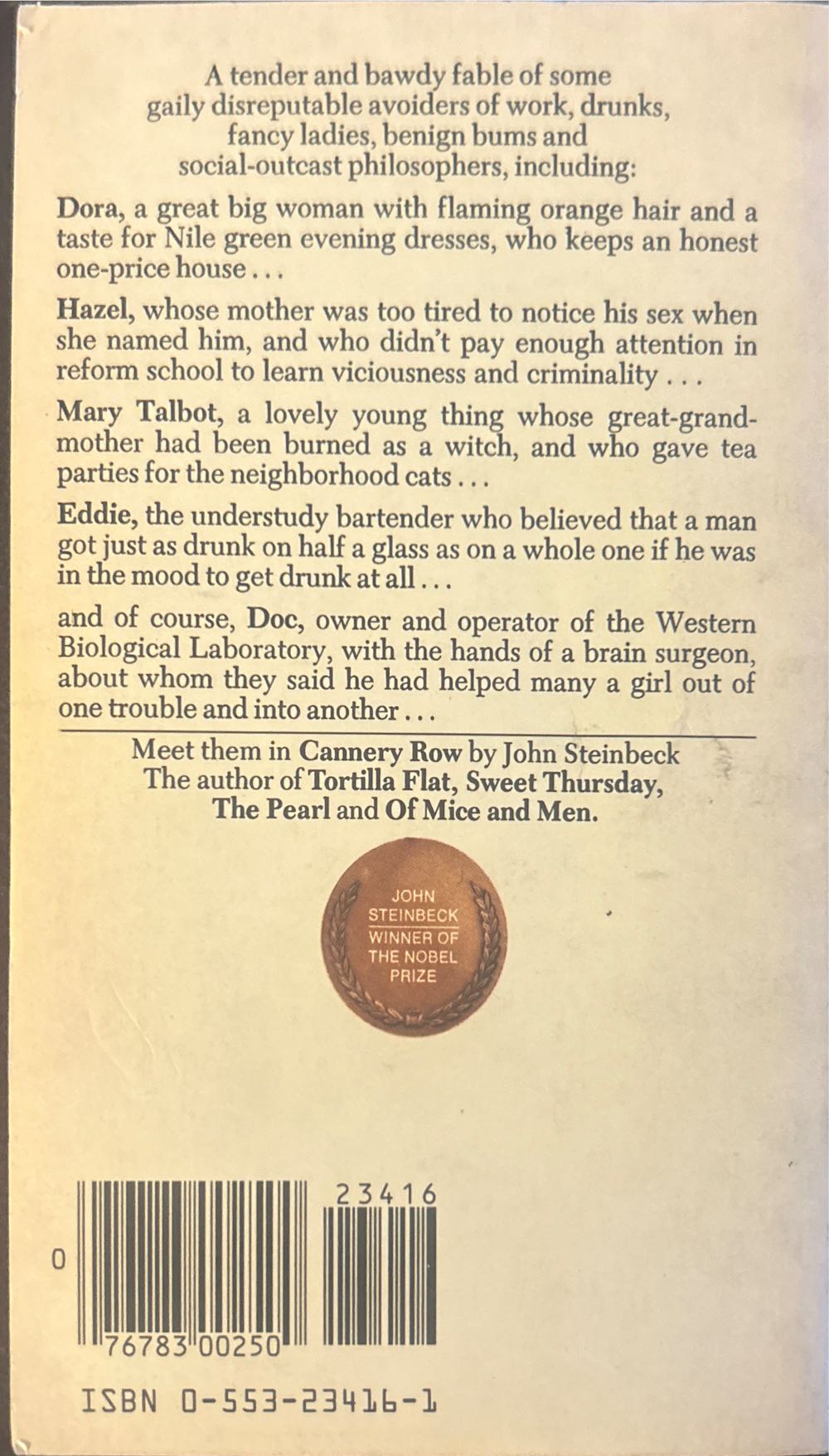 Cannery Row - John Steinbeck (Bantam Books, Inc. - Paperback) book collectible [Barcode 9780553234169] - Main Image 4