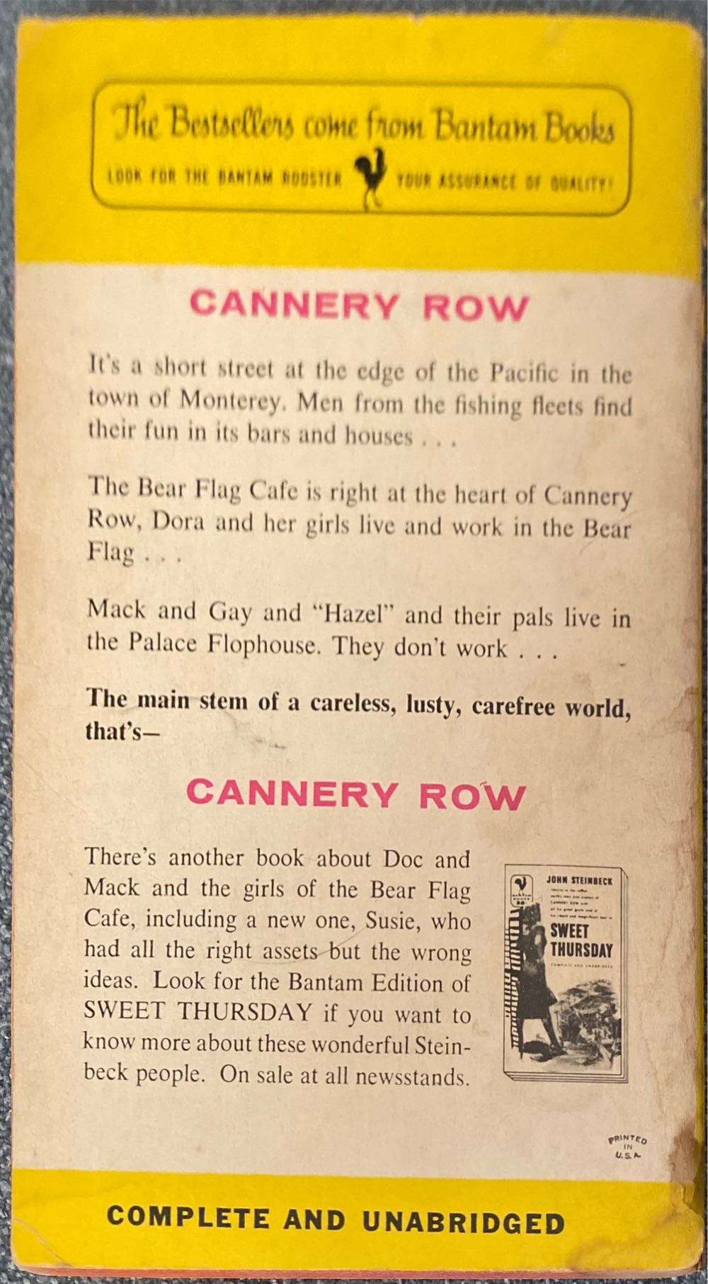 Cannery Row - John Steinbeck (A Bantam Book - Paperback) book collectible - Main Image 2