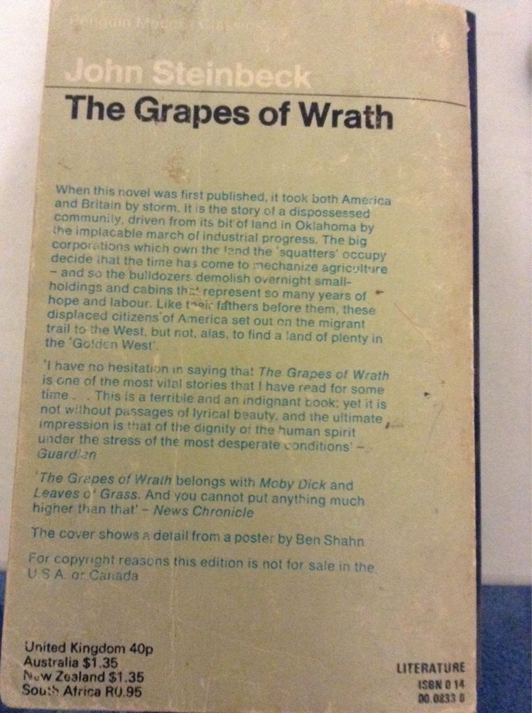 Grapes of Wrath, The - John Steinbeck (Penguin Books - Paperback) book collectible [Barcode 9780140008333] - Main Image 2