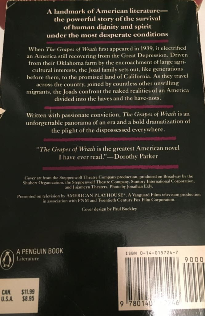 The Grapes of Wrath - John Steinbeck (Penguin Books - Paperback) book collectible [Barcode 9780140157246] - Main Image 2