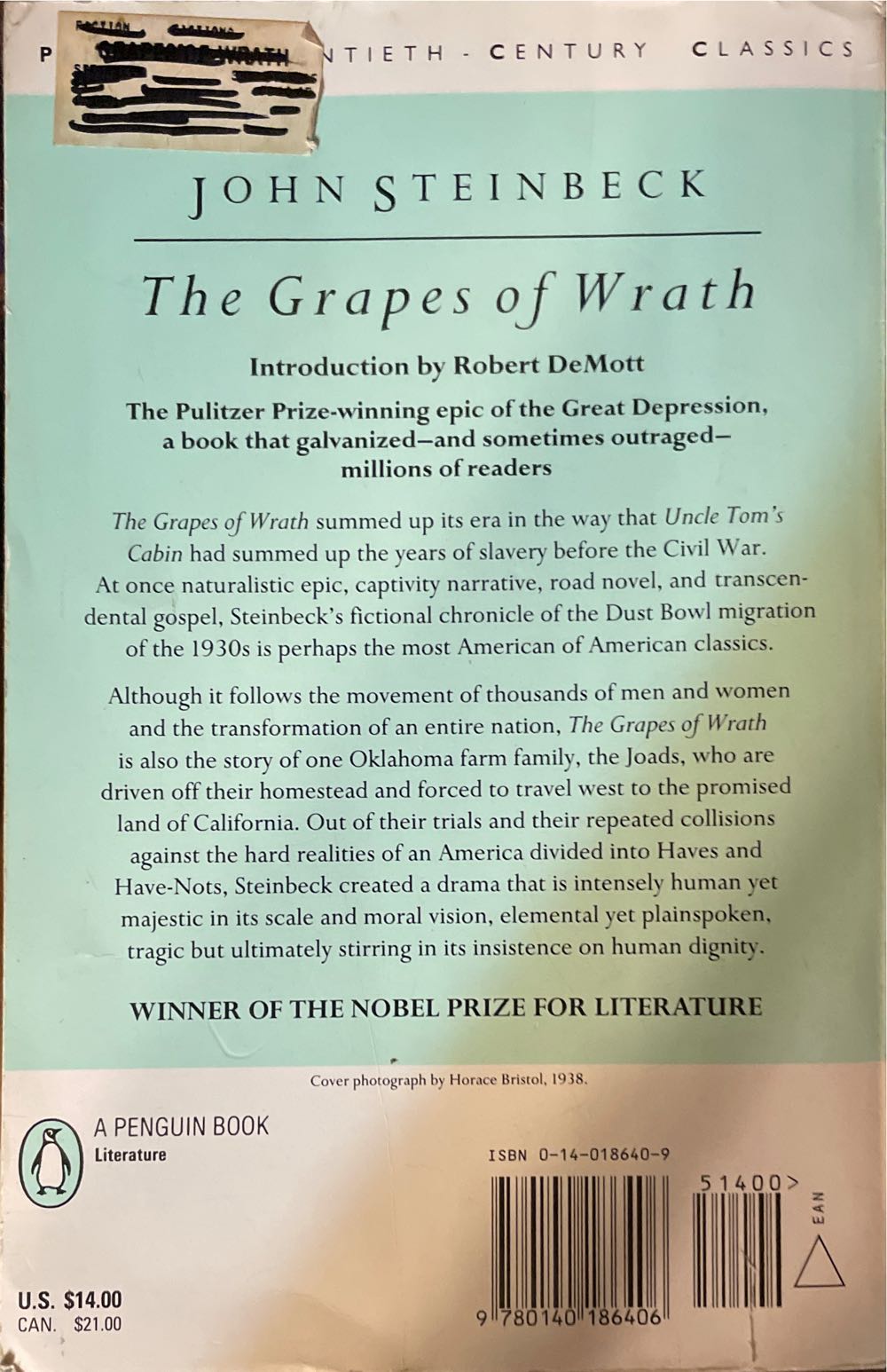 The Grapes of Wrath - John Steinbeck (Penguin - Paperback) book collectible [Barcode 9780140186406] - Main Image 2