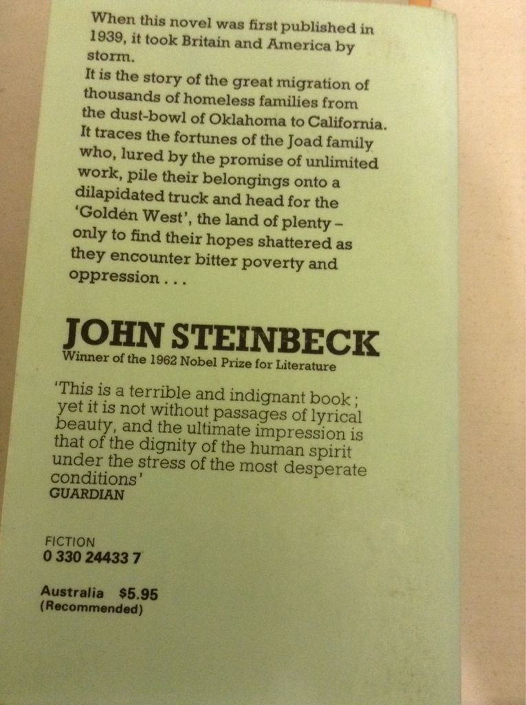 The Grapes of Wrath - John Steinbeck (Pan - Paperback) book collectible [Barcode 9780330244336] - Main Image 2