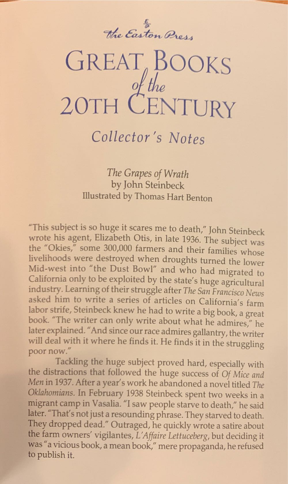 The Grapes of Wrath - John Steinbeck (The Easton Press - Library Binding) book collectible - Main Image 2