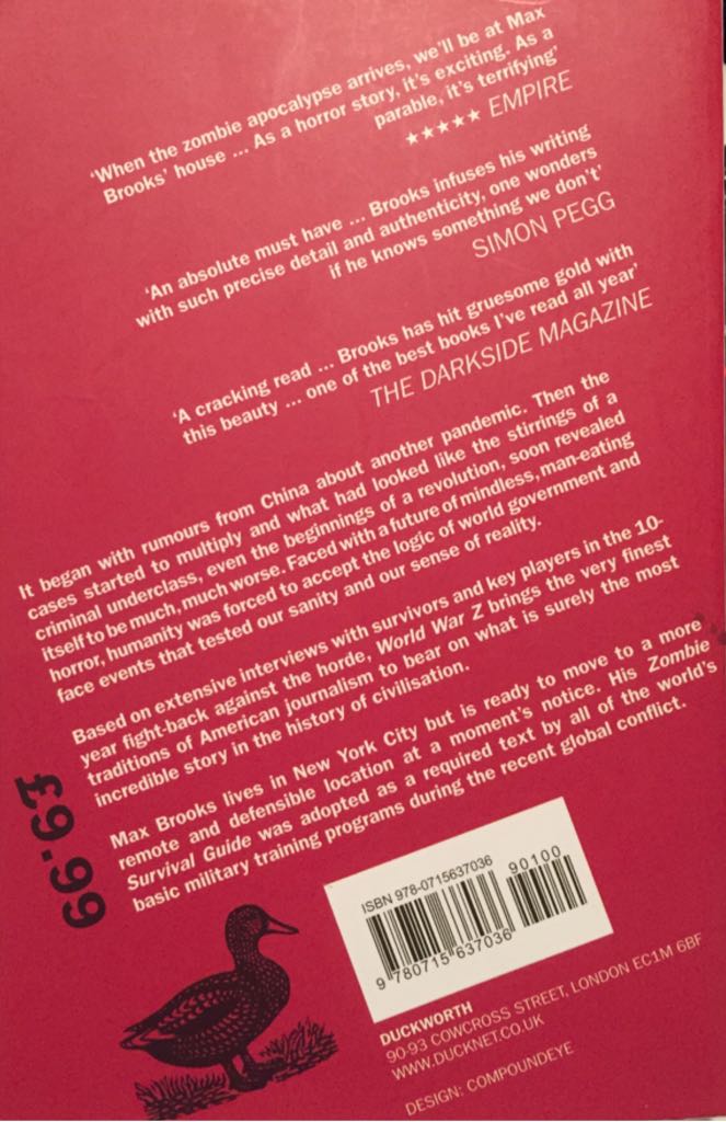 World War Z: An Oral History of the Zombie War - Max Brooks (Duckworth Publishers - Paperback) book collectible [Barcode 9780715637036] - Main Image 2