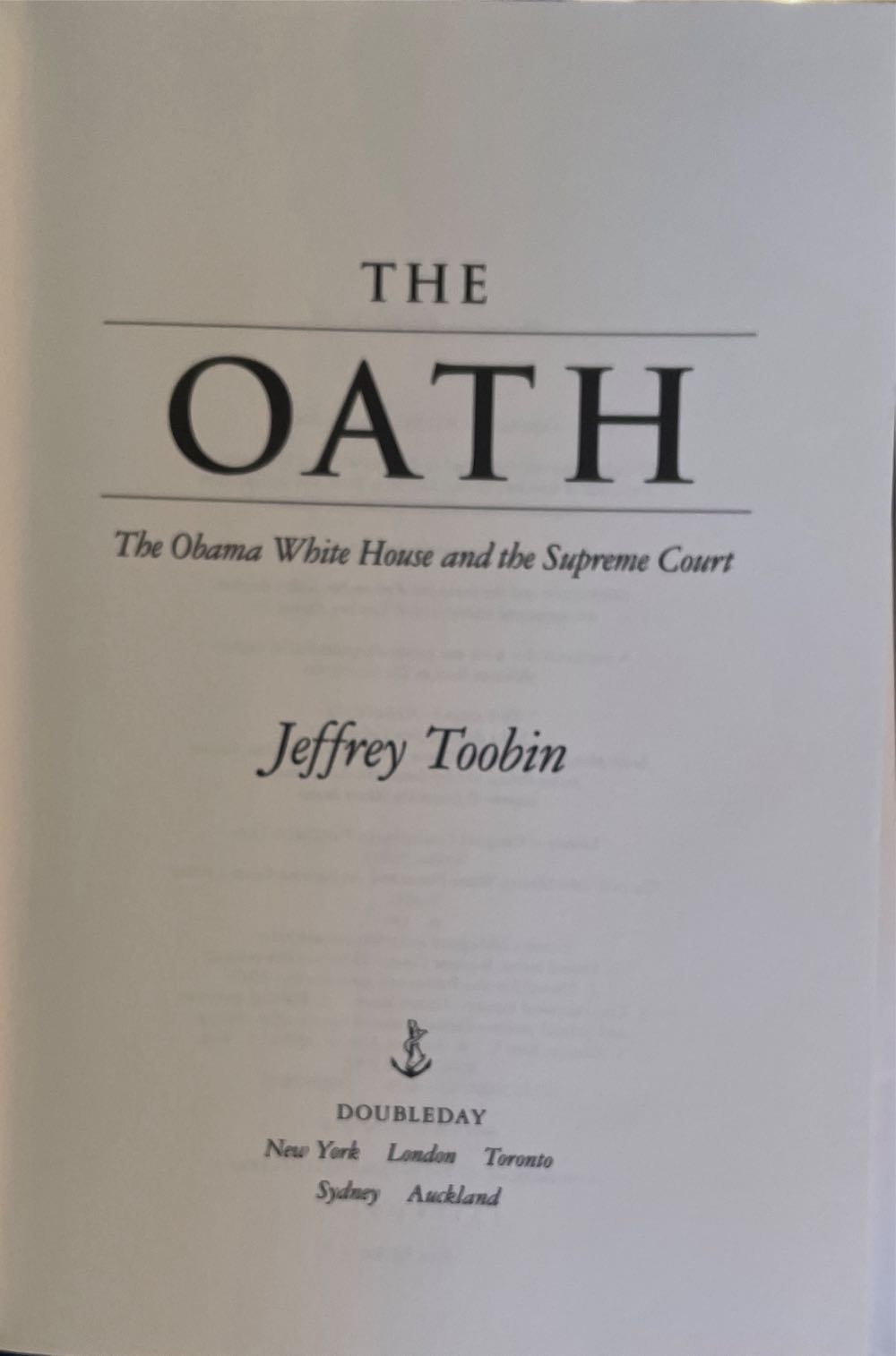 The Oath - Jeffrey Toobin (Doubleday - Hardcover) book collectible [Barcode 9780385527200] - Main Image 3