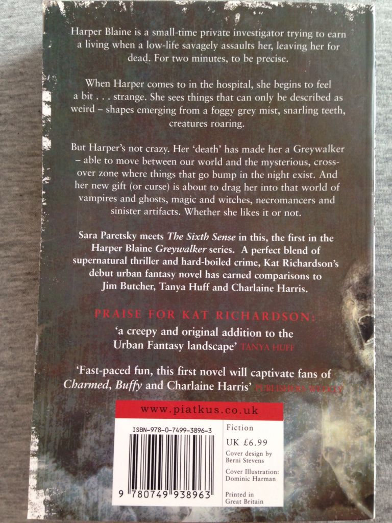 Greywalker  (Piatkus - Paperback) book collectible [Barcode 9780749938963] - Main Image 2