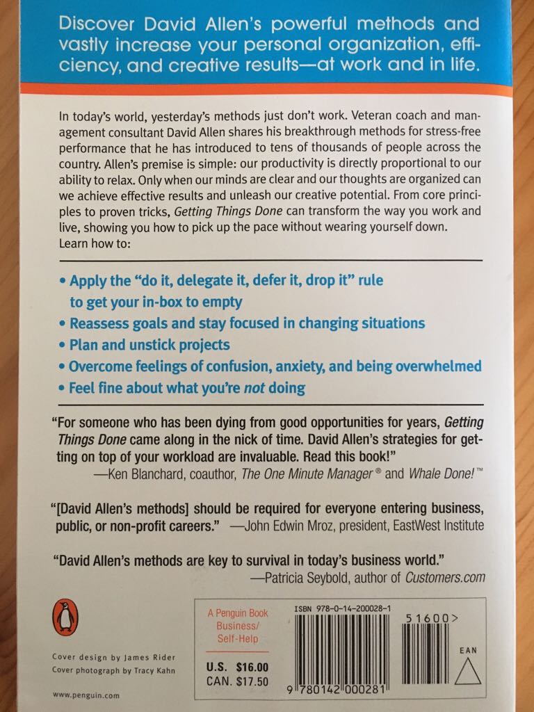 Getting Things Done - David Allen (Penguin - Paperback) book collectible [Barcode 9780142000281] - Main Image 2