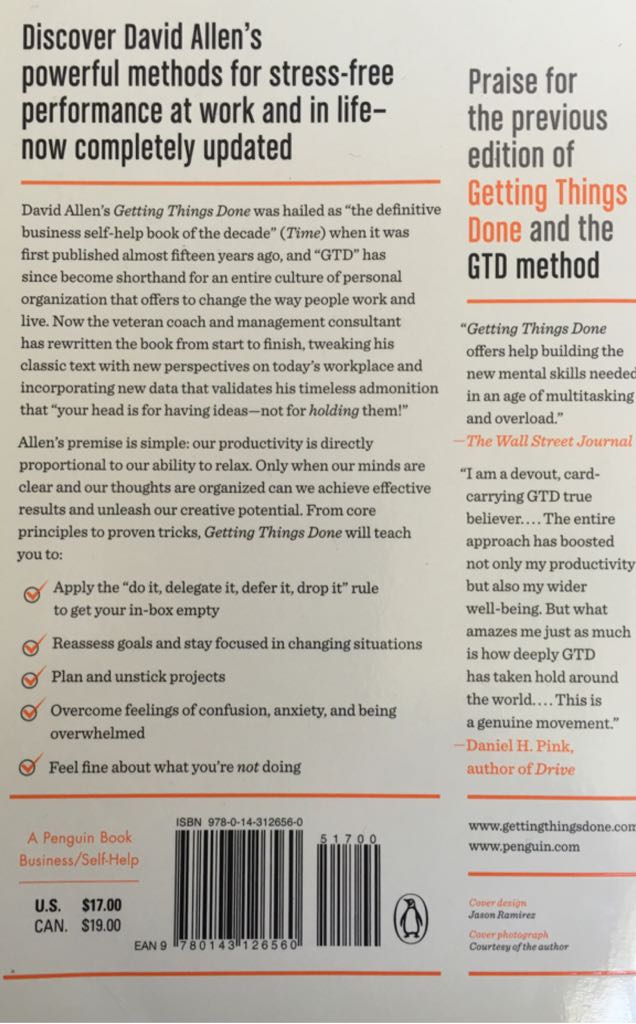 Getting Things Done - David Allen (Penguin Paperbacks - Paperback) book collectible [Barcode 9780143126560] - Main Image 2