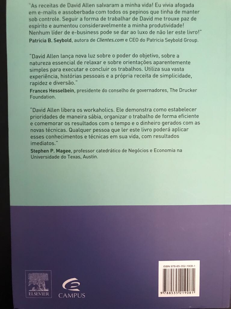 Getting Things Done A Arte de Fazer Acontecer - David Allen (Elsevier Editora Ltda. - Paperback) book collectible [Barcode 9788535219081] - Main Image 2
