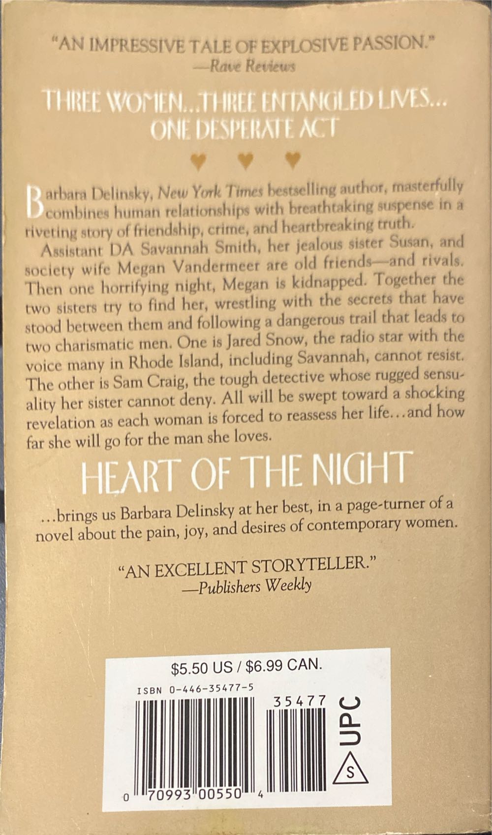 Heart of the Night - Barbara Delinsky (A Warner Books - Paperback) book collectible [Barcode 9780446354776] - Main Image 2