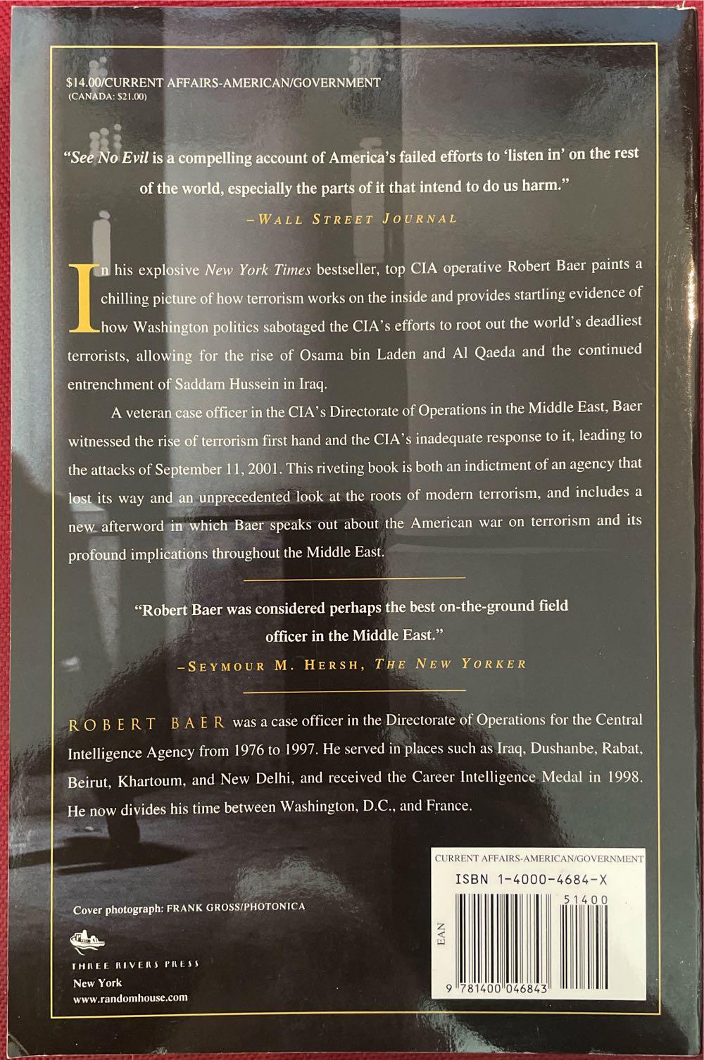 See No Evil - Robert Baer (Three Rivers Press - Trade Paperback) book collectible [Barcode 9781400046843] - Main Image 2