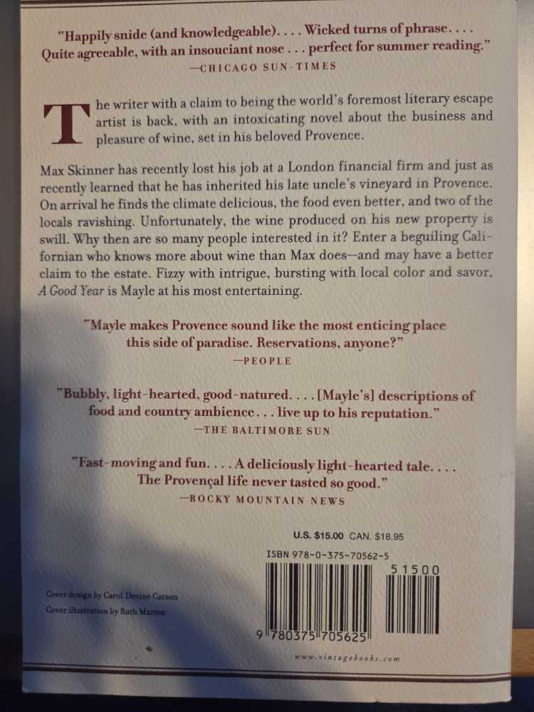 Good Year, A - Peter Mayle (- Paperback) book collectible [Barcode 9780375705625] - Main Image 2