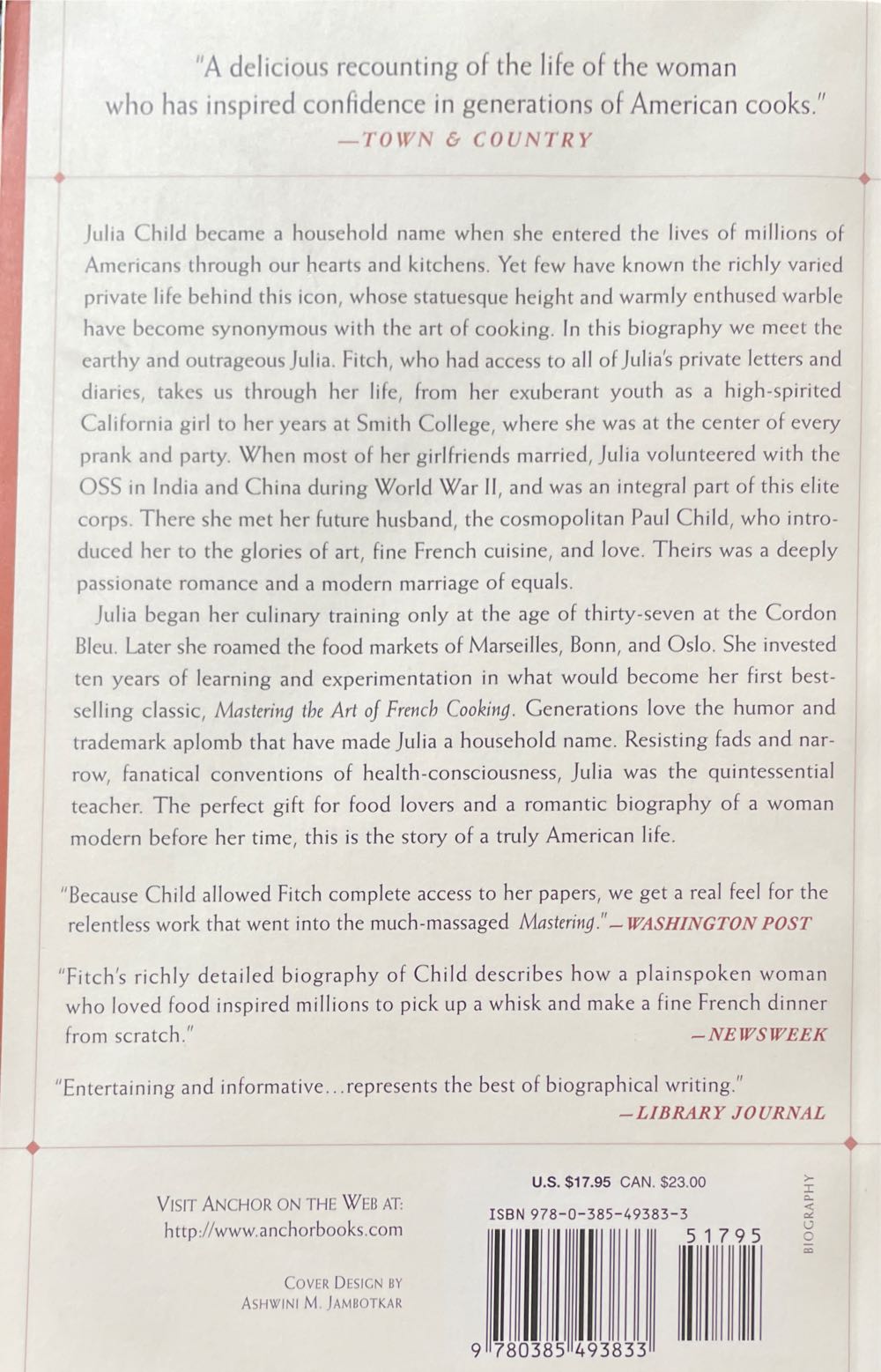 Appetite for Life: The Biography of Julia Child - Noël Riley Fitch (Anchor - Trade Paperback) book collectible [Barcode 9780385493833] - Main Image 2