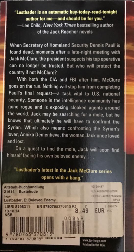 Beloved Enemy - Van Lustbader, Eric (Forge Books - Paperback) book collectible [Barcode 9780765370815] - Main Image 2