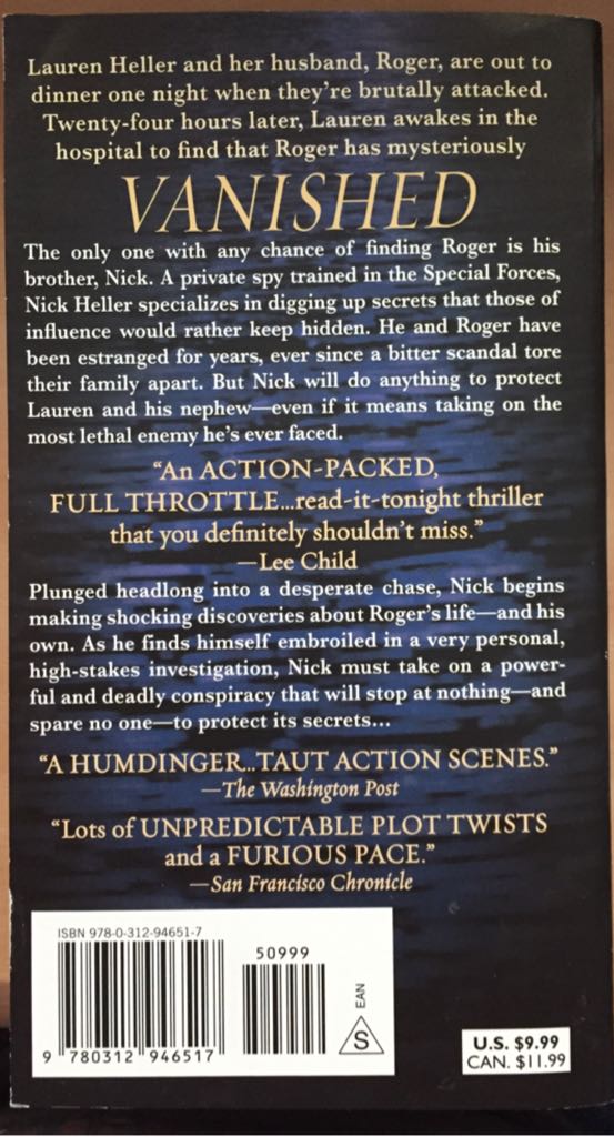 Vanished - Joseph Finder (St. Martin’s Paperbacks - Paperback) book collectible [Barcode 9780312946517] - Main Image 2