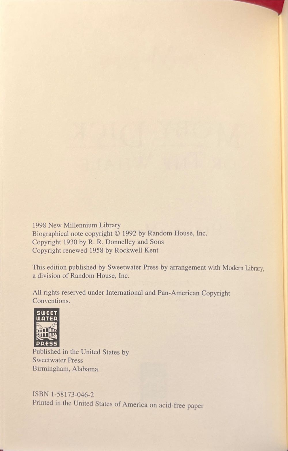 Moby Dick - Herman Melville (Sweetwater Press - Calf-Binding) book collectible [Barcode 9781581730463] - Main Image 3