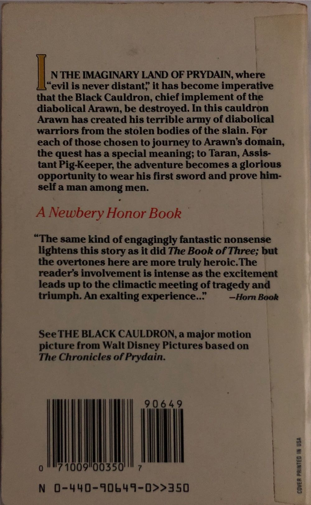 Black Cauldron, The - Lloyd Alexander (Dell Publishing Co., Inc.  - Paperback) book collectible [Barcode 9780440906490] - Main Image 2