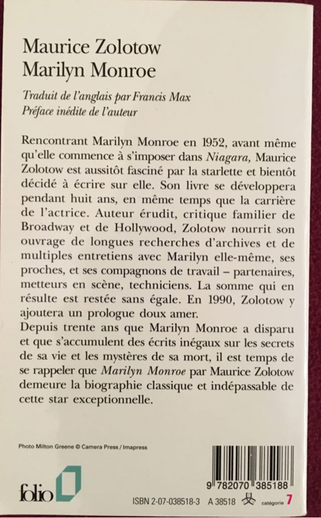 Marilyn Monroe - Maurice Zolotow book collectible - Main Image 2