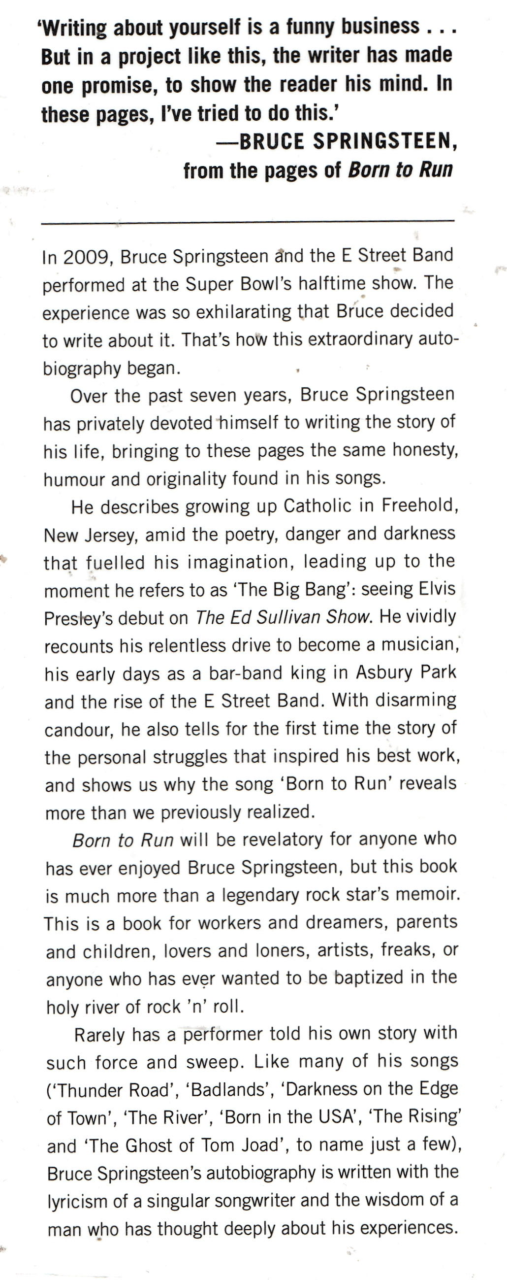 Born To Run - Bruce Springsteen (Simon & Schuster - Hardcover) book collectible [Barcode 9781471157790] - Main Image 3