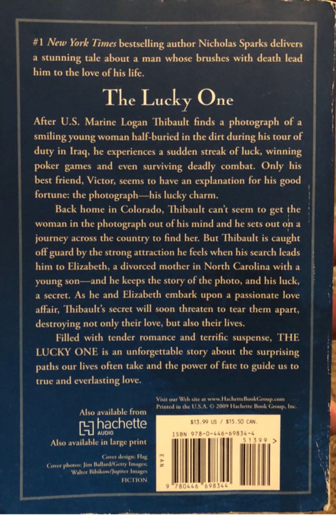 The Lucky One - Nicholas Sparks (Grand Central Publishing - Paperback) book collectible [Barcode 9780446698344] - Main Image 2