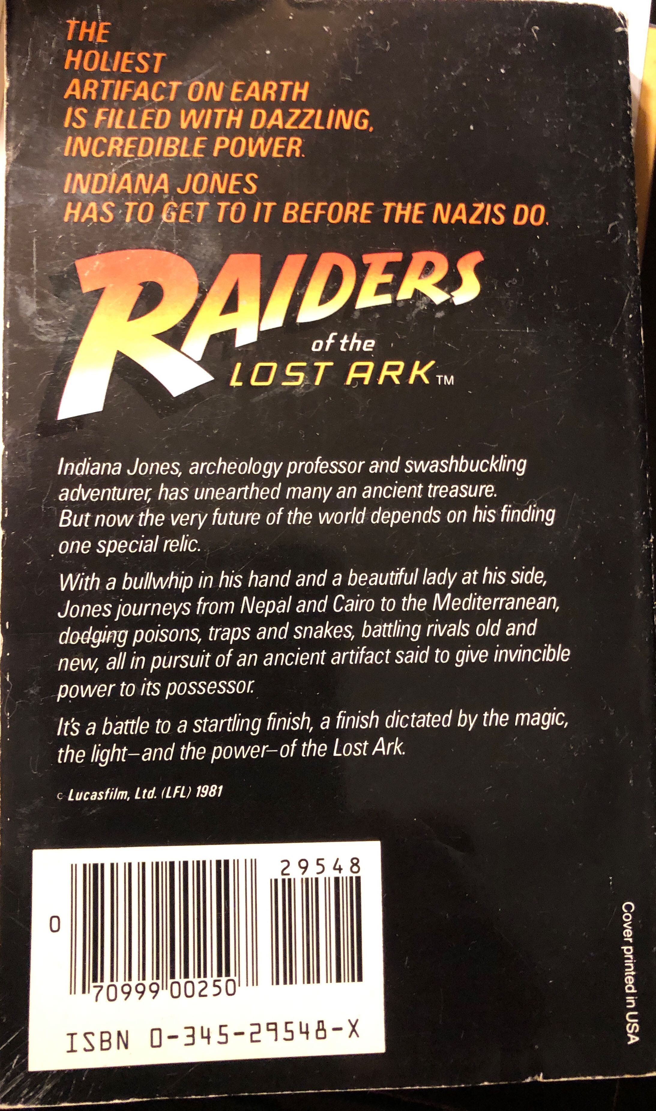 Indiana Jones and Raiders of the Lost Ark - Campbell Black (Ballantine Books - Paperback) book collectible [Barcode 034529548] - Main Image 2