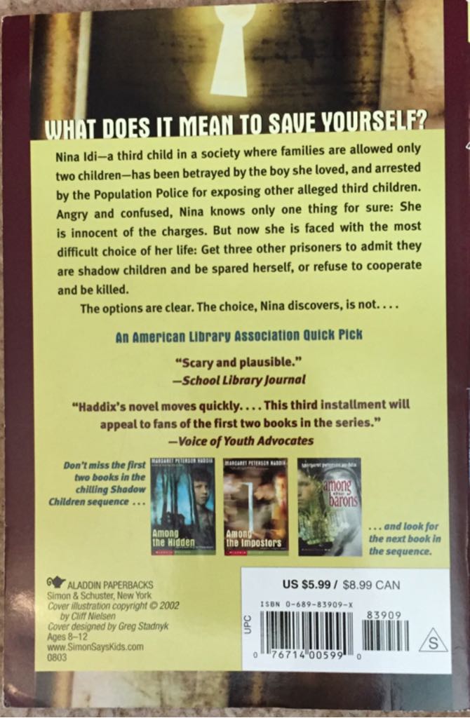 Among the Betrayed - Margaret Peterson Haddix (Aladdin - Paperback) book collectible [Barcode 9780689839092] - Main Image 2