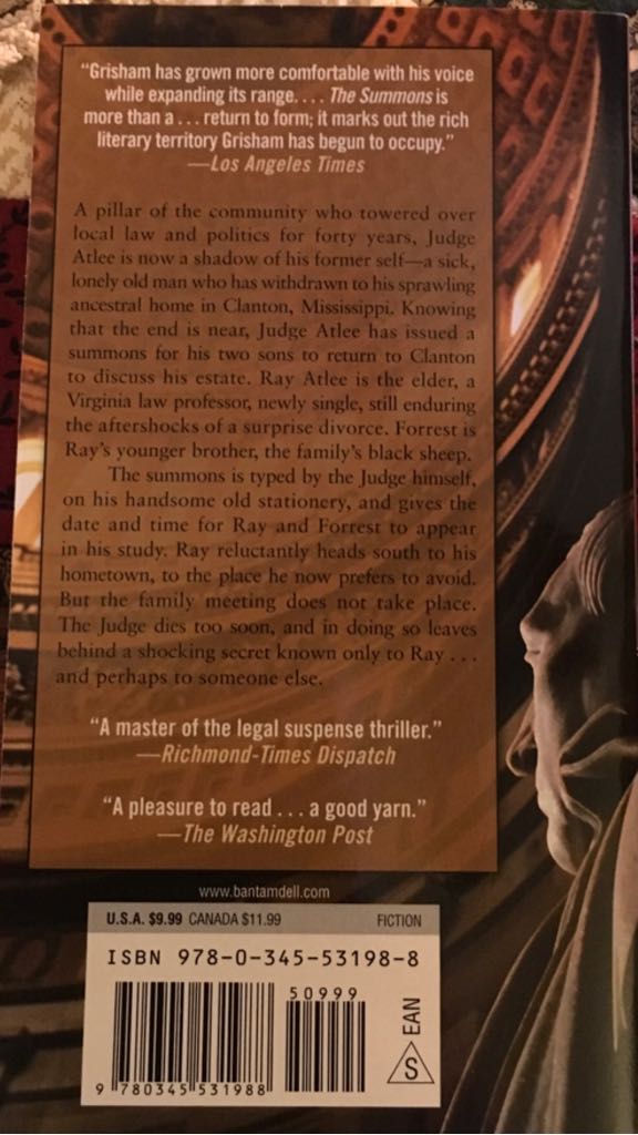 The Summons - John Grisham (Dell - Paperback) book collectible [Barcode 9780345531988] - Main Image 2