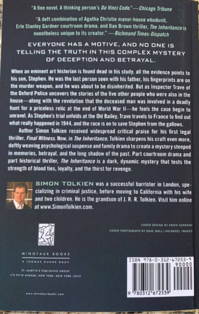 Inheritance, The - Simon Tolkien (Minotaur Books - Paperback) book collectible [Barcode 9780312672539] - Main Image 2