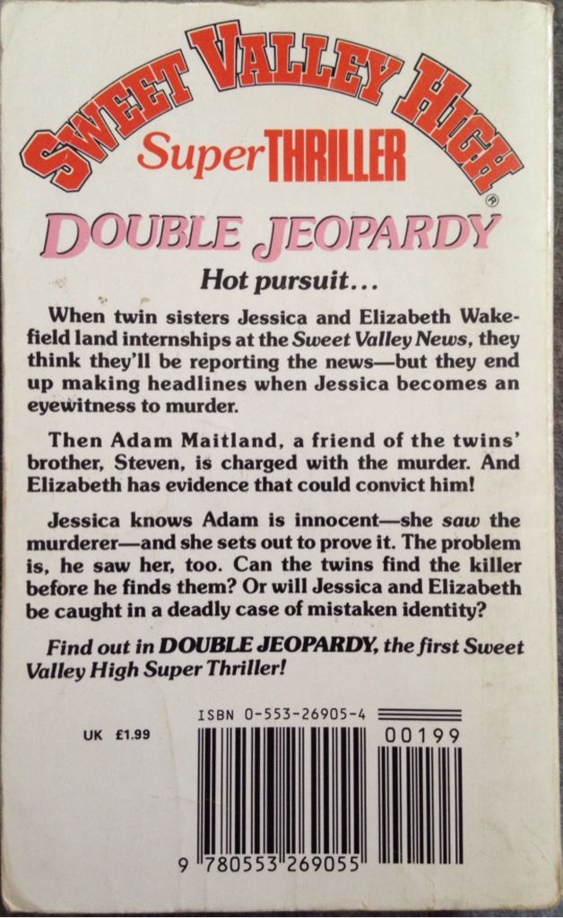 Double Jeopardy - Francine Pascal (A Bantam Book - Paperback) book collectible [Barcode 9780553269055] - Main Image 2