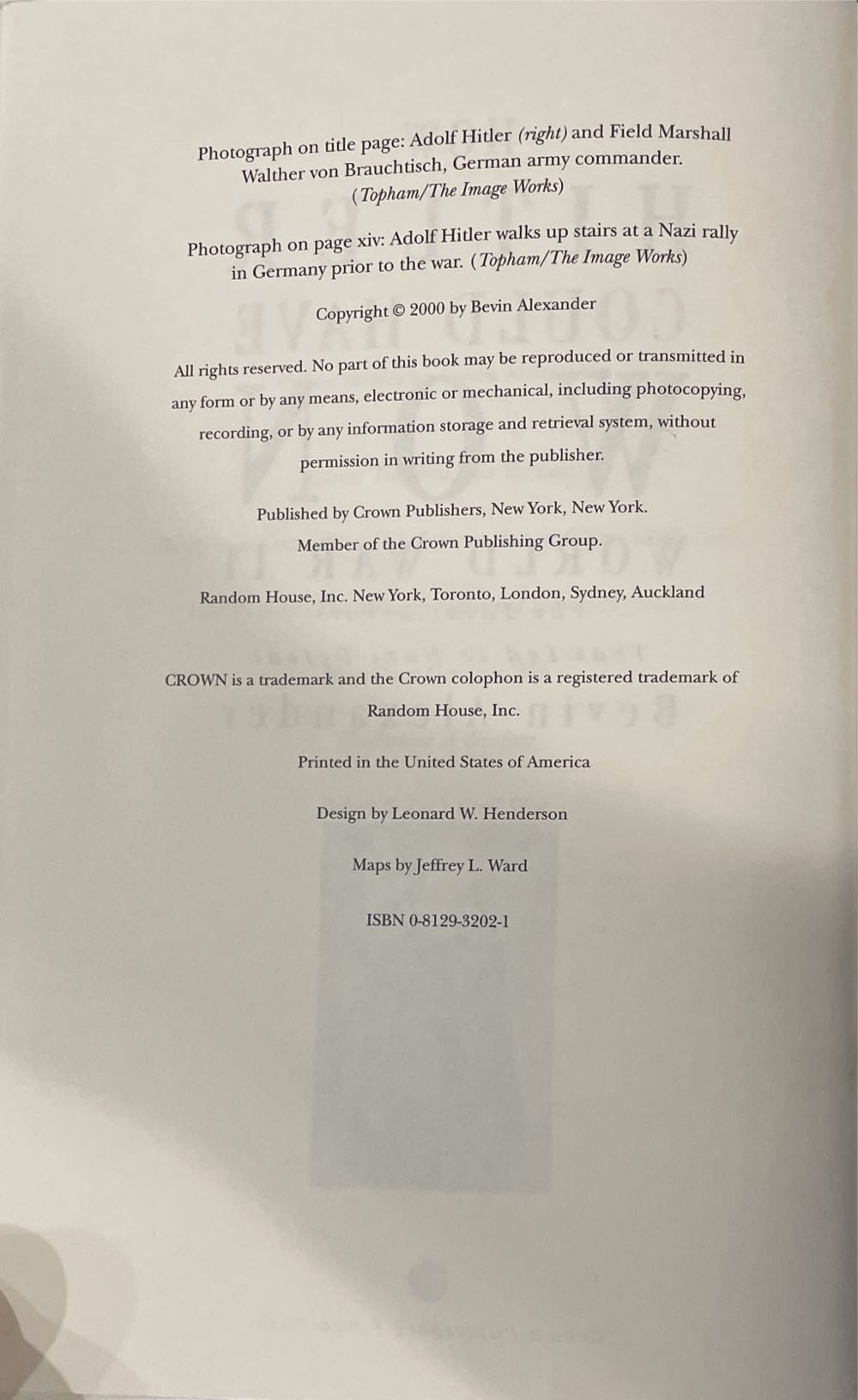 How Hitler Could Have Won World War II - Bevin Alexander (Crown Publishers - Hardcover) book collectible [Barcode 9780812932027] - Main Image 3