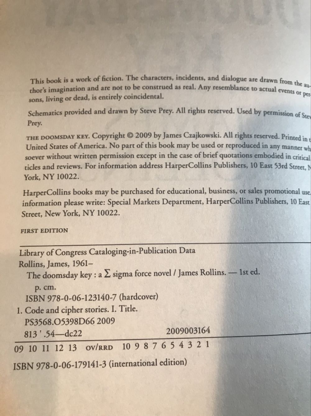 Sigma Force 6: The Doomsday Key - James Rollins (William Morrow - Hardcover) book collectible [Barcode 9780061231407] - Main Image 3