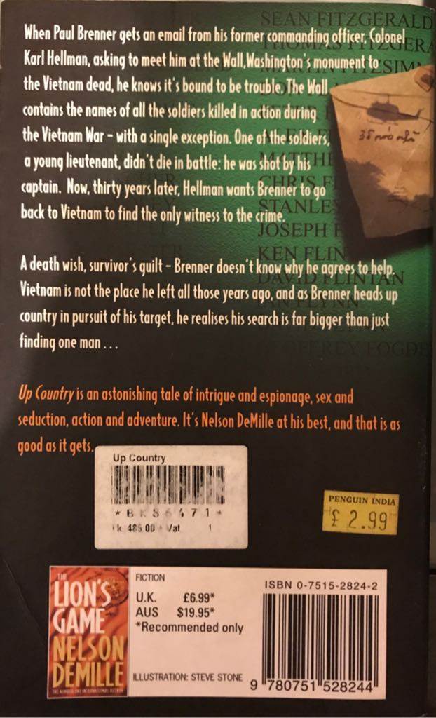 Up Country - Nelson DeMille (Warner Books - Paperback) book collectible [Barcode 9780751528244] - Main Image 2