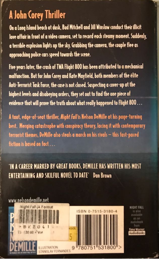 Night Fall - Nelson DeMille (Time Warner Books - Paperback) book collectible [Barcode 9780751531800] - Main Image 2
