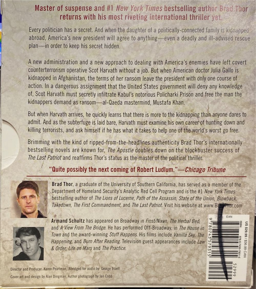 The Apostle - Brad Thor (- Audiobook) book collectible [Barcode 9780743579339] - Main Image 2
