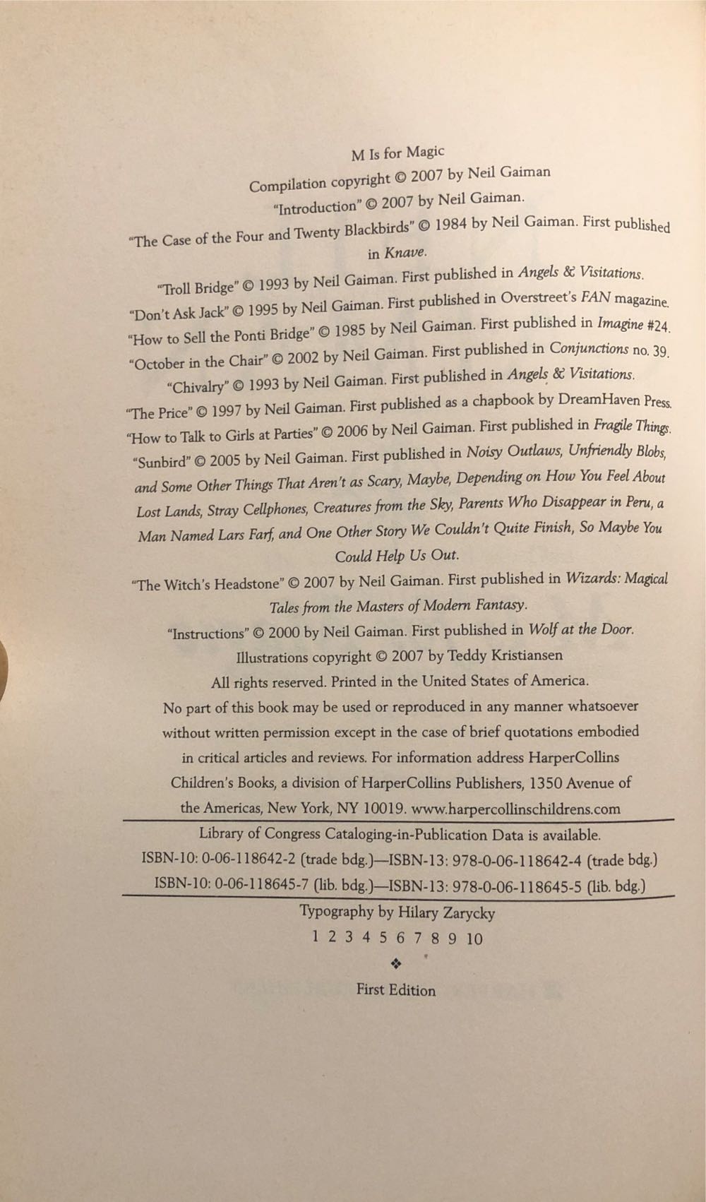 M Is for Magic - Neil Gaiman (Harpercollins Childrens Books - Hardcover) book collectible [Barcode 9780061186424] - Main Image 2