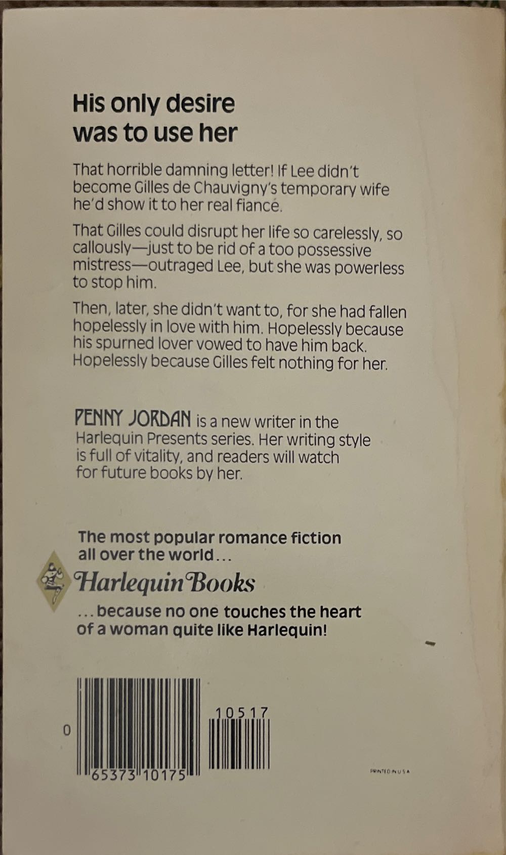 Blackmail  - Penny Jordan (Harlequin Presents) book collectible [Barcode 9780373105175] - Main Image 2