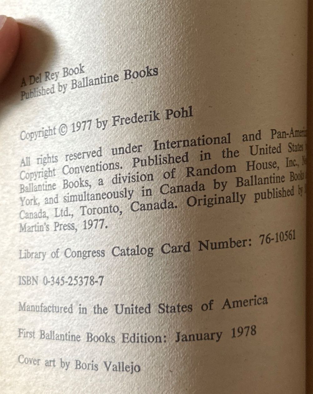 Gateway - Frederik Pohl (Del Rey Science Fiction - Paperback) book collectible [Barcode 9780345253781] - Main Image 3