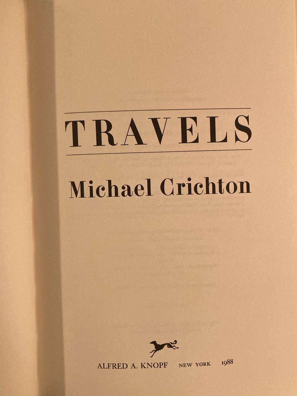 Travels - Crichton, Michael (Alfred A. Knopf - Hardcover) book collectible - Main Image 3
