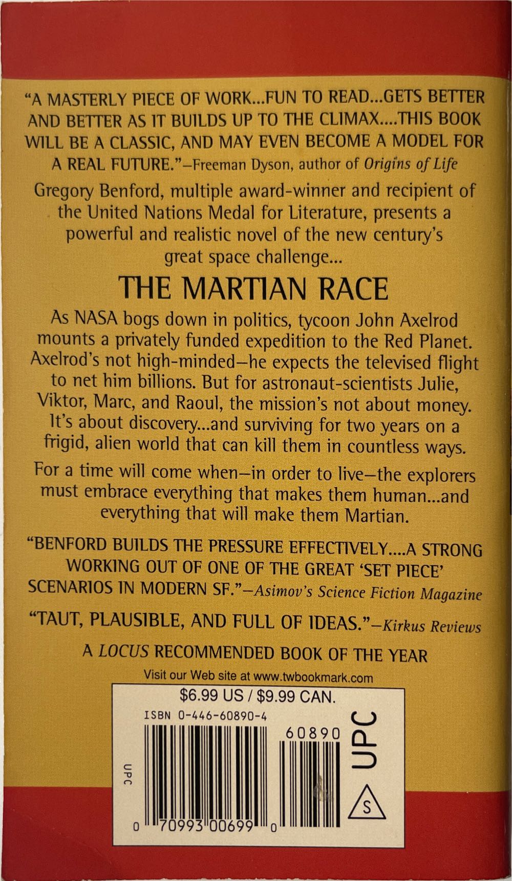 The Martian Race - Gregory Benford (Grand Central Publishing - Paperback) book collectible [Barcode 9780446608909] - Main Image 2