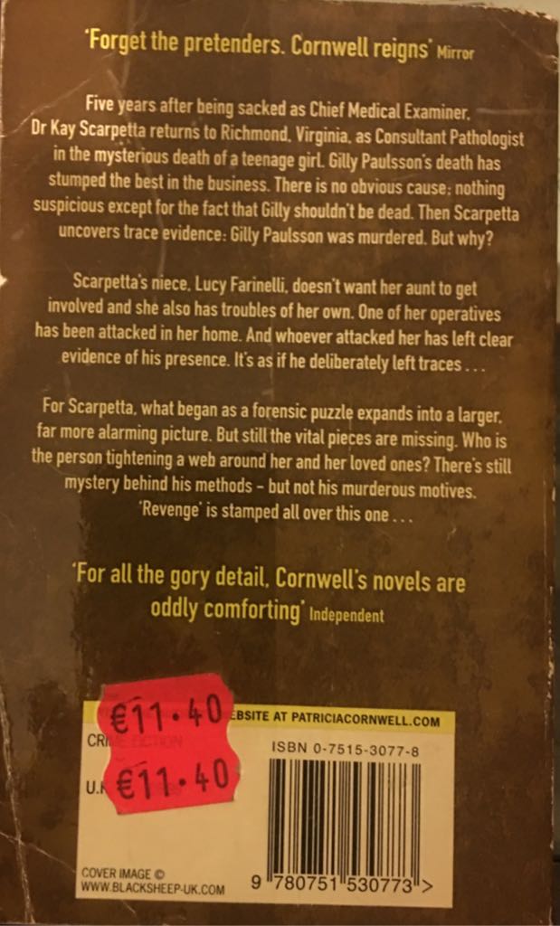 Trace - Patricia Cornwell (Time Warner Books UK - Paperback) book collectible [Barcode 9780751530773] - Main Image 2