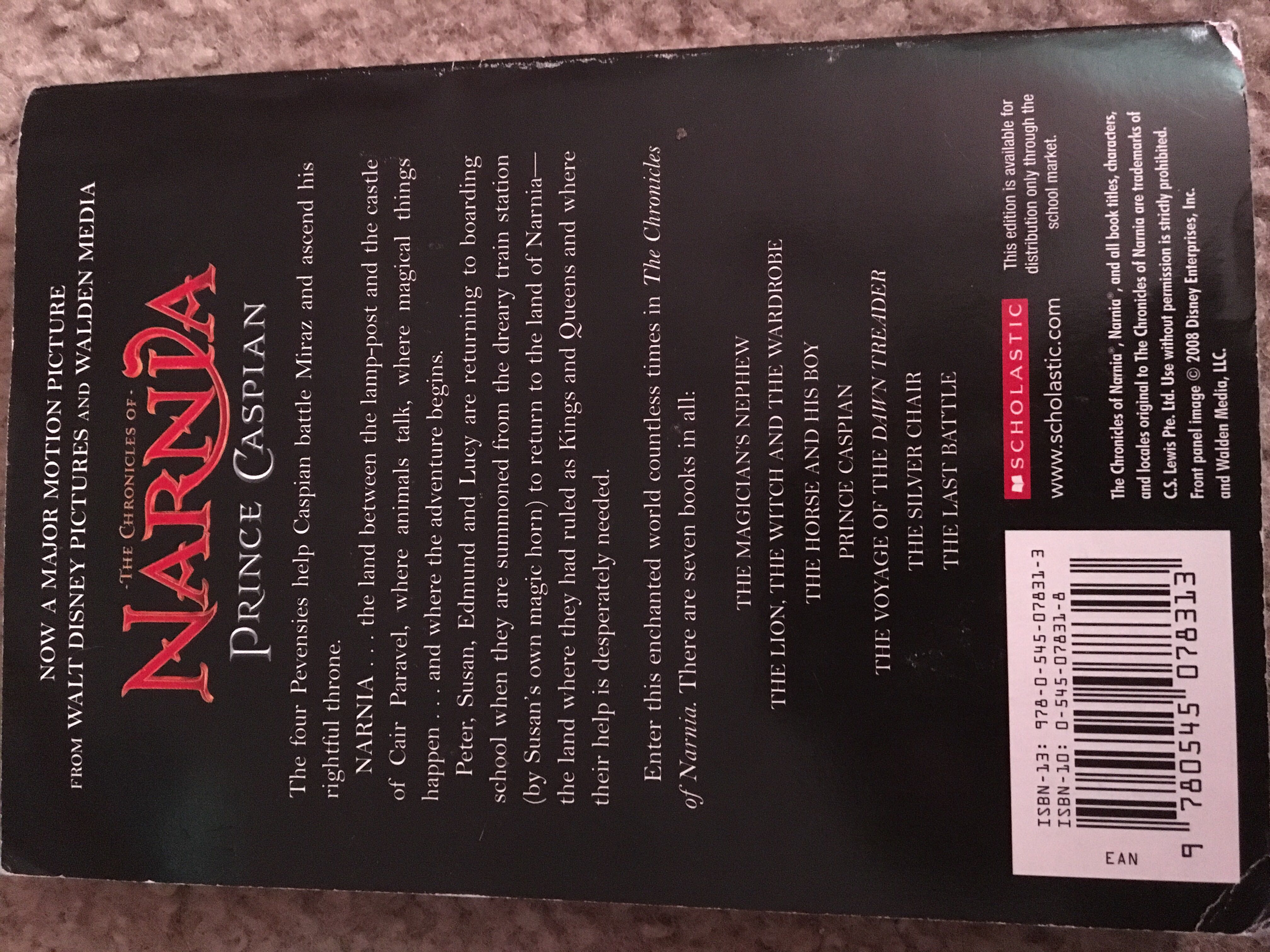 Prince Caspian - C. S. Lewis (Scholastic Inc - Paperback) book collectible [Barcode 9780545078313] - Main Image 2