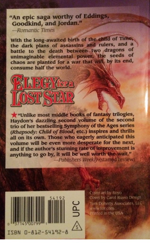 The Symphony Of Ages 5: Elegy For A Lost Star - Elizabeth Haydon (Tor - Paperback) book collectible [Barcode 9780812541922] - Main Image 2