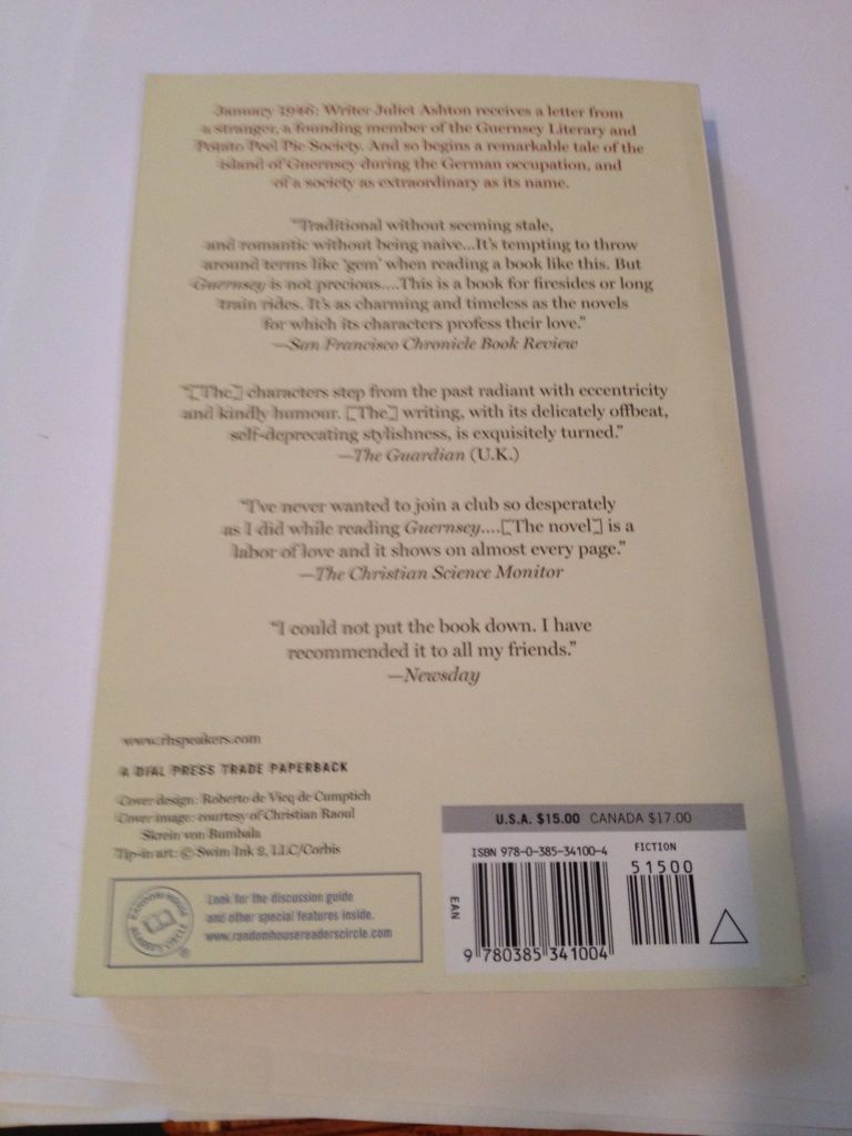 The Guernsey Literary and Potato Peel Pie Society - Mary Ann Shaffer (Dial Press - Paperback) book collectible [Barcode 9780385341004] - Main Image 2