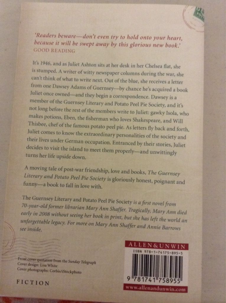 The Guernsey Literary and Potato Peel Pie Society - Annie Barrows (Allen & Unwin - Paperback) book collectible [Barcode 9781741758955] - Main Image 2