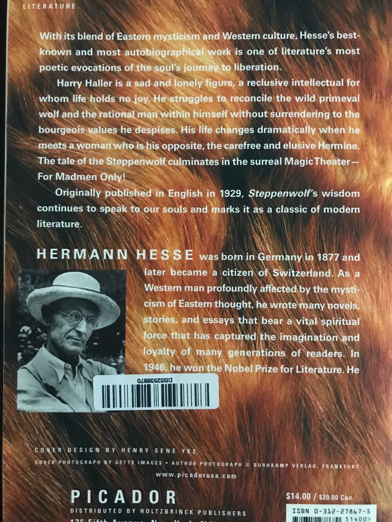 Steppenwolf - Hermann Hesse (Picador USA - Trade Paperback) book collectible [Barcode 9780312278670] - Main Image 2