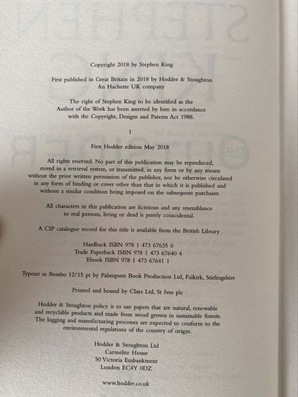 The Outsider - Stephen King (Hodder & Stoughton - Audiobook) book collectible [Barcode 9781473676350] - Main Image 3