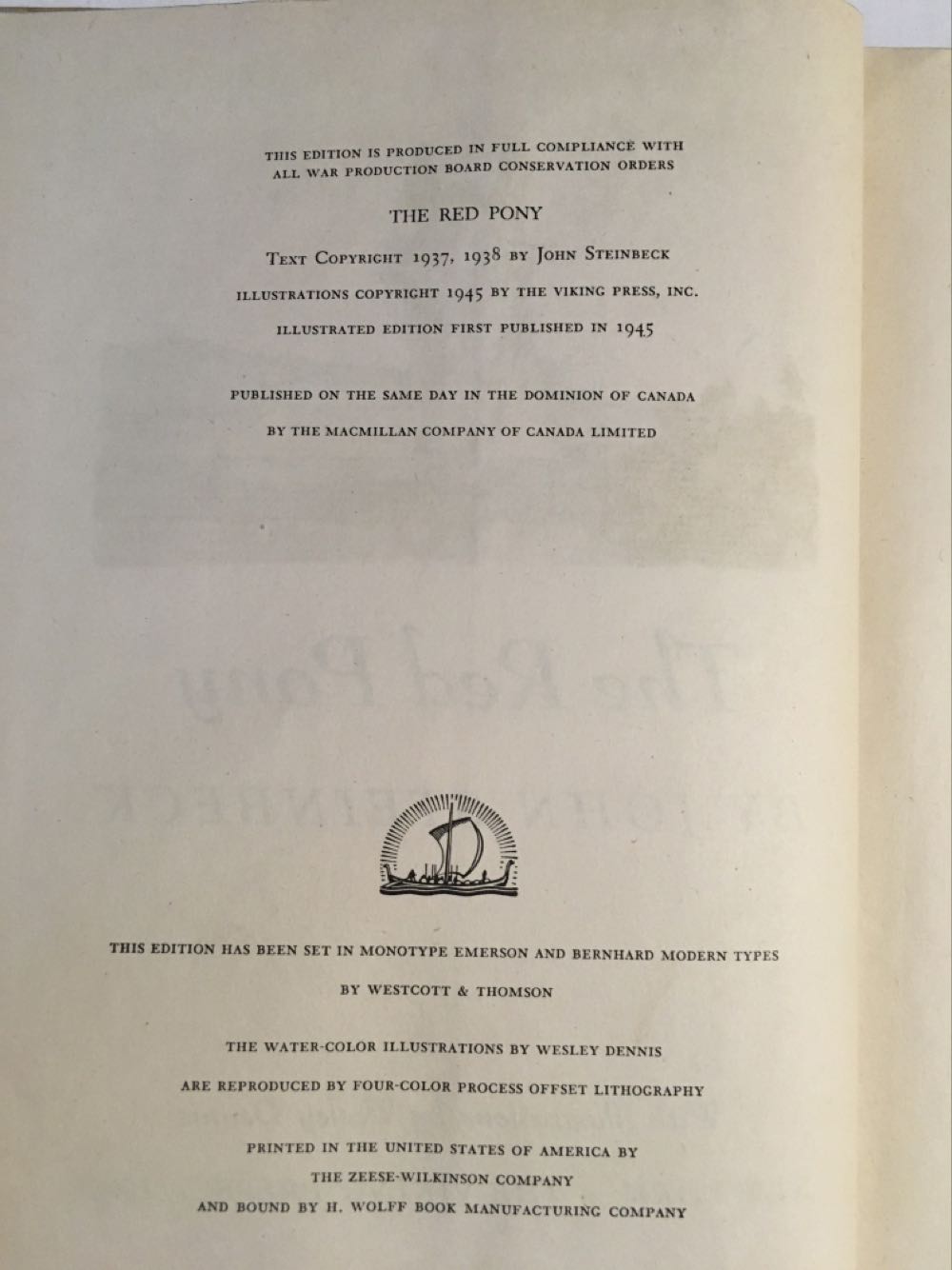 The Red Pony - John Steinbeck (The Viking Press - Hardcover) book collectible - Main Image 2