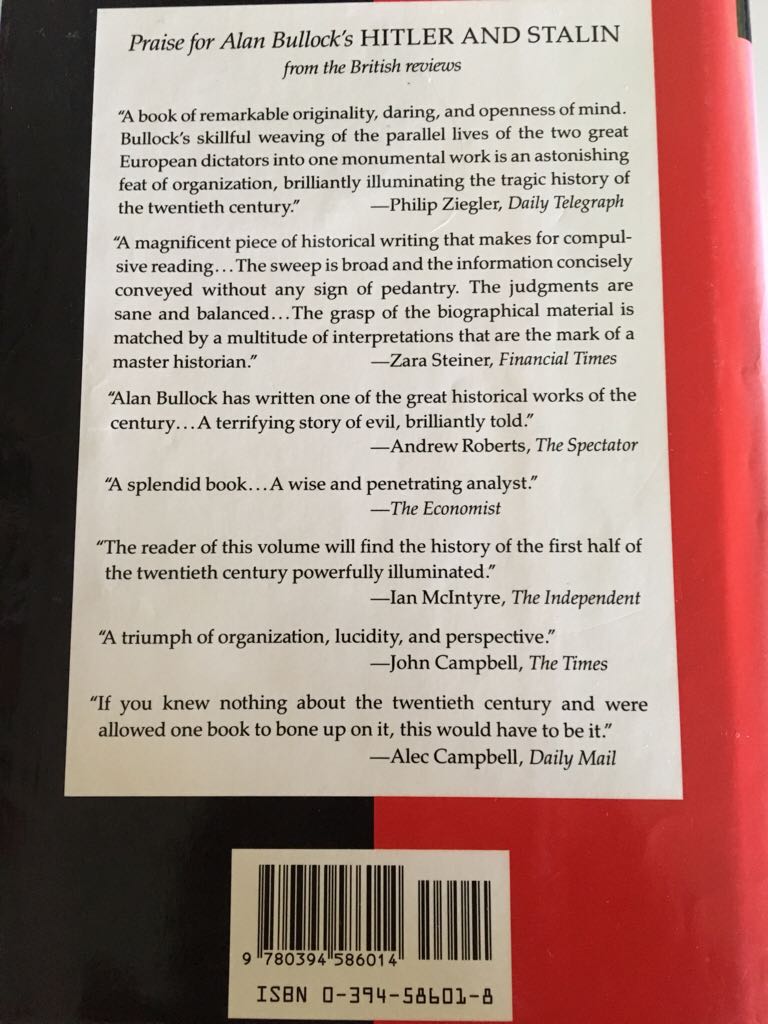 Hitler and Stalin - Alan Bullock (Alfred a Knopf Inc - Hardcover) book collectible [Barcode 9780394586014] - Main Image 2