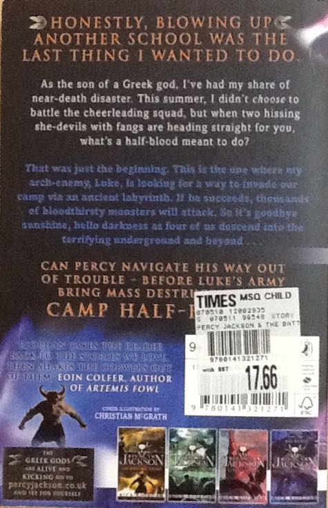 Percy Jackson and the Battle of the Labyrinth - Rick Riordan (Puffin Books - Paperback) book collectible [Barcode 9780141321271] - Main Image 2